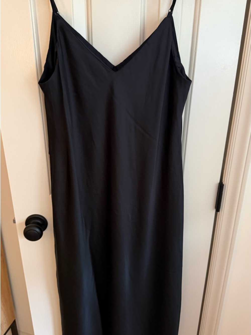a new day Black Satin Slip Maxi Dress with Spaghetti Straps - Picture 5 of 6